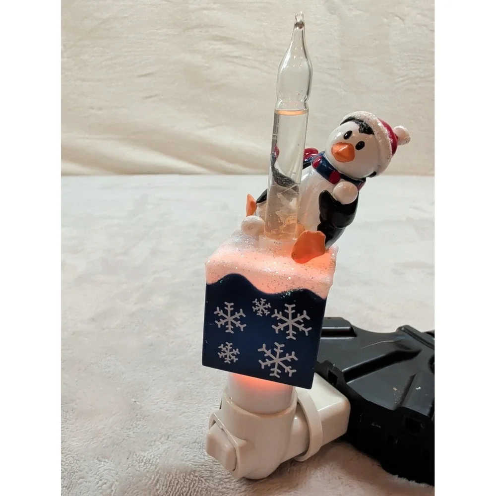 Glittering Holiday Night Light Penguin Bubble Light Let It Snow Christmas 141933